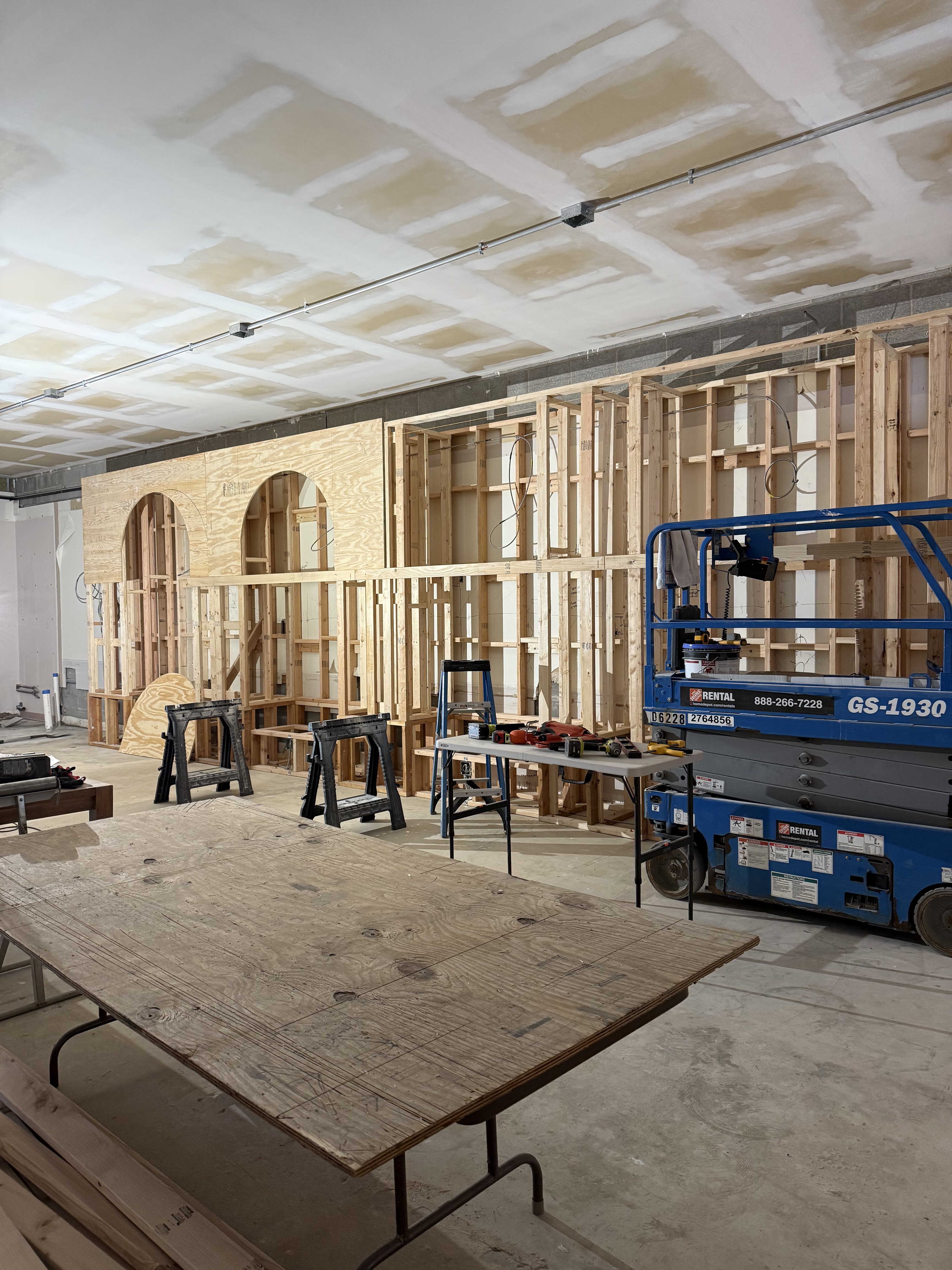 Commercial interior framing project by Camden Construction Group